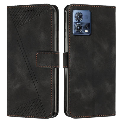 Motorola Edge 30 Fusion Dream Triangle Leather Wallet Phone Case with Lanyard, Card Slot, Cash Compartment, Foldable Kickstand, Shockproof PU TPU Protective Cover
