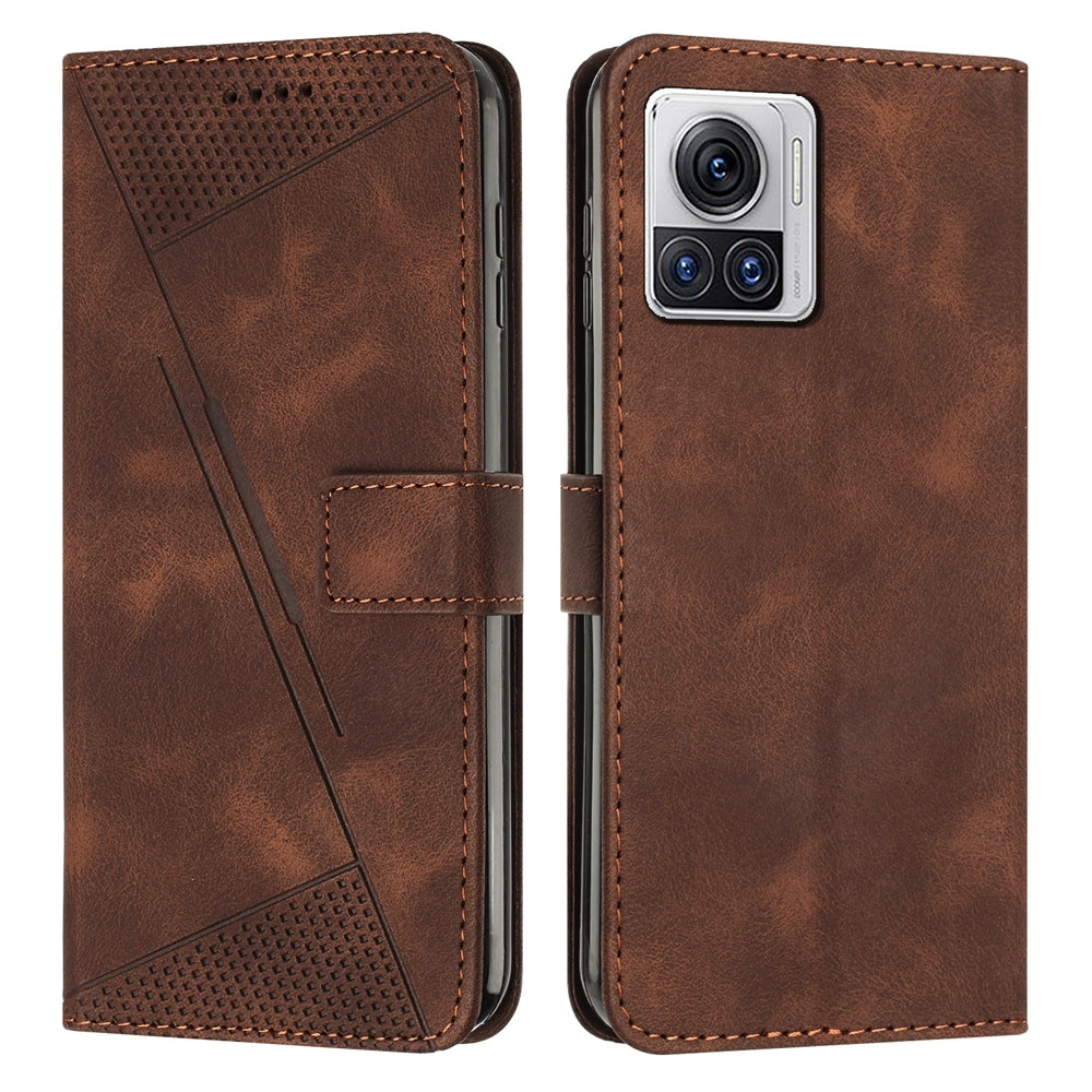 Motorola Edge 30 Ultra Dream Triangle Leather Wallet Phone Case with Lanyard, Card Slot, Cash Compartment, Foldable Kickstand, Shockproof PU TPU Protective Cover