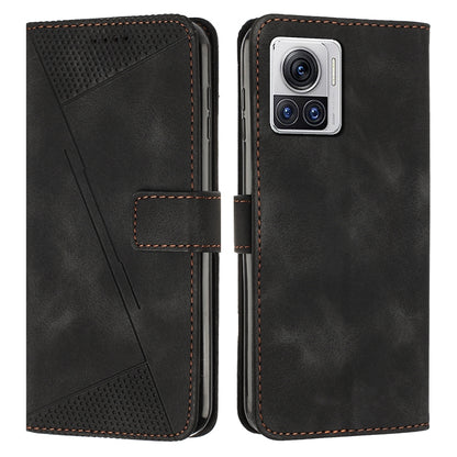 Motorola Edge 30 Ultra Dream Triangle Leather Wallet Phone Case with Lanyard, Card Slot, Cash Compartment, Foldable Kickstand, Shockproof PU TPU Protective Cover