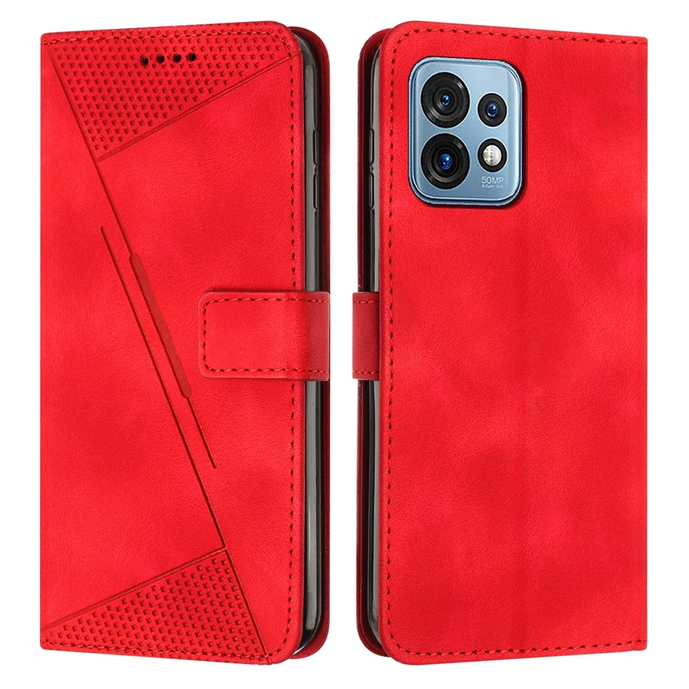 Motorola Moto X40 Pro Dream Triangle Leather Wallet Phone Case with Lanyard, Card Slot, Cash Compartment, Foldable Kickstand, Shockproof PU TPU Protective Cover