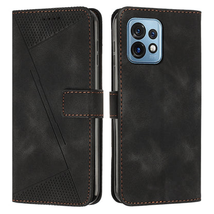 Motorola Moto X40 Dream Triangle Leather Wallet Phone Case with Lanyard, Card Slot, Cash Compartment, Foldable Kickstand, Shockproof PU TPU Protective Cover