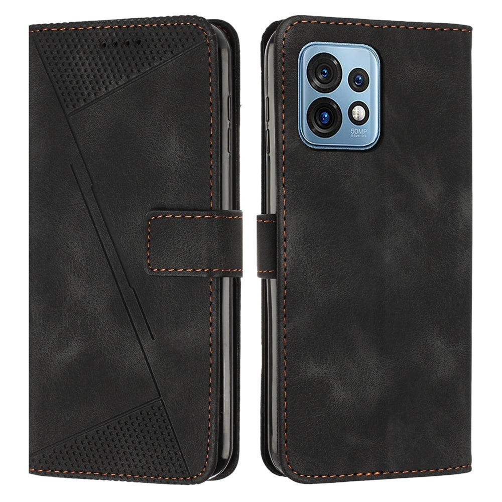 Motorola Moto X40 Pro Dream Triangle Leather Wallet Phone Case with Lanyard, Card Slot, Cash Compartment, Foldable Kickstand, Shockproof PU TPU Protective Cover