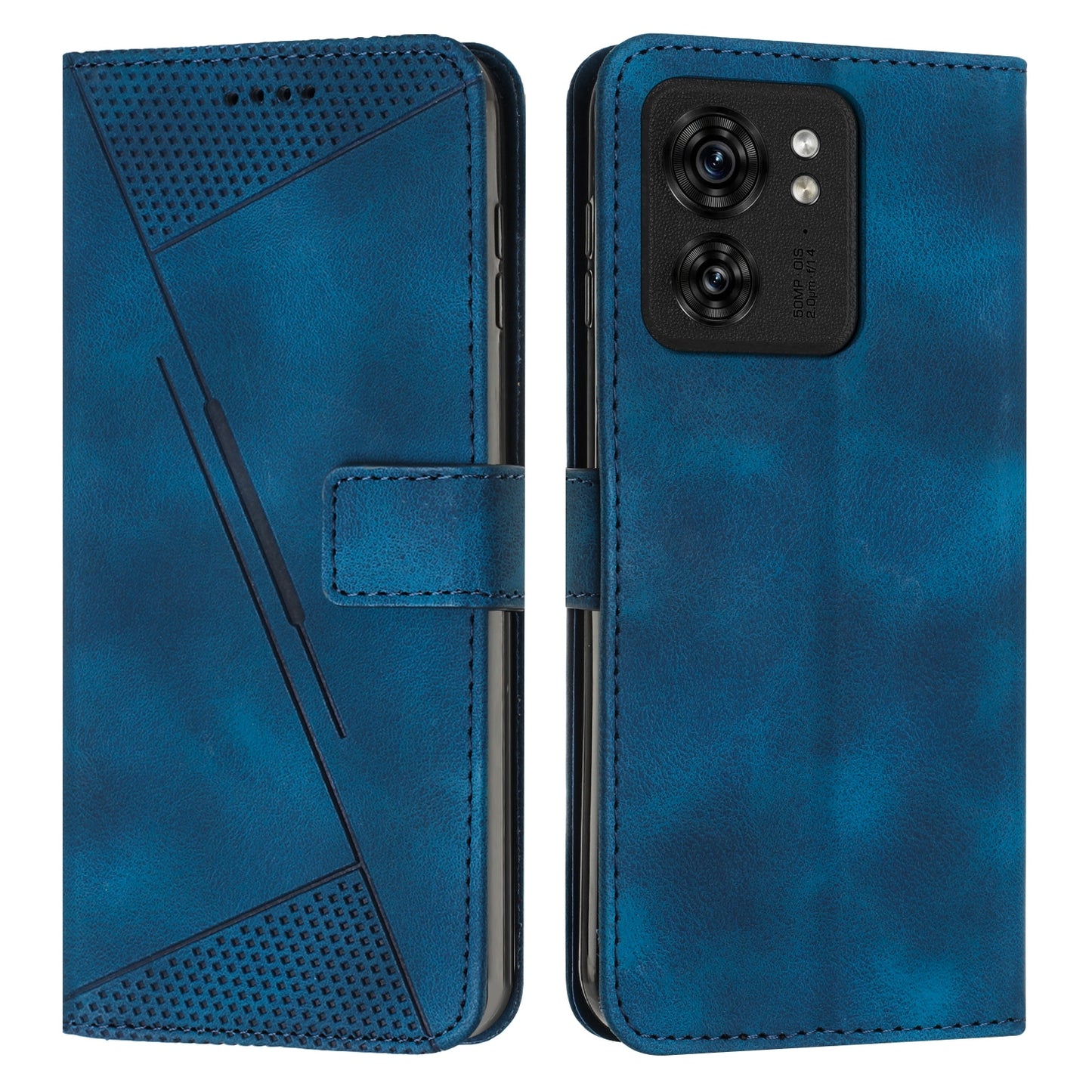 Motorola Edge 40 Dream Triangle Leather Wallet Phone Case with Lanyard, Card Slot, Cash Compartment, Foldable Kickstand, Shockproof PU TPU Protective Cover