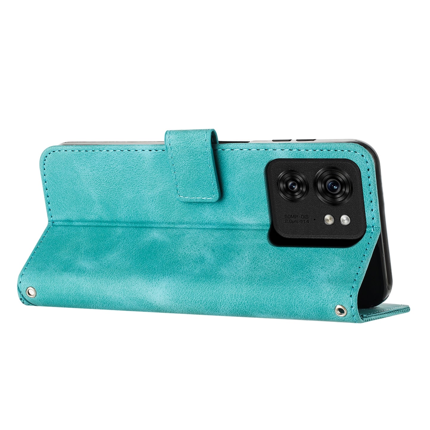 Motorola Edge 40 Dream Triangle Leather Wallet Phone Case with Lanyard, Card Slot, Cash Compartment, Foldable Kickstand, Shockproof PU TPU Protective Cover
