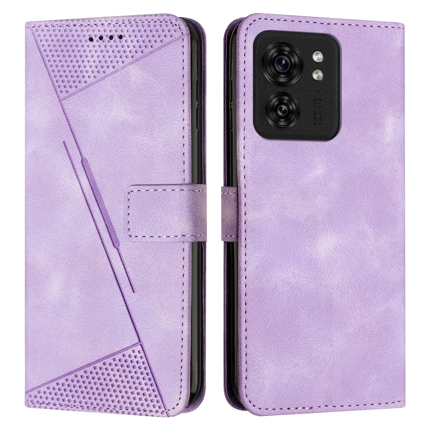 Motorola Edge 40 Dream Triangle Leather Wallet Phone Case with Lanyard, Card Slot, Cash Compartment, Foldable Kickstand, Shockproof PU TPU Protective Cover
