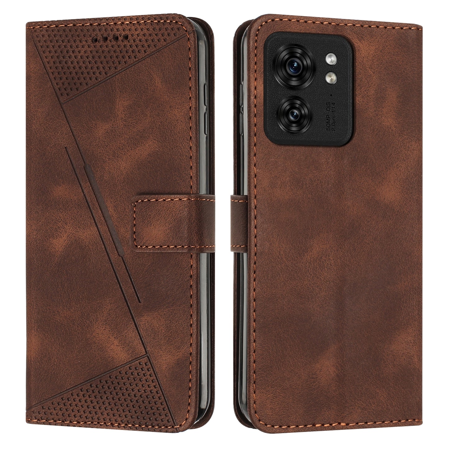 Motorola Edge 40 Dream Triangle Leather Wallet Phone Case with Lanyard, Card Slot, Cash Compartment, Foldable Kickstand, Shockproof PU TPU Protective Cover