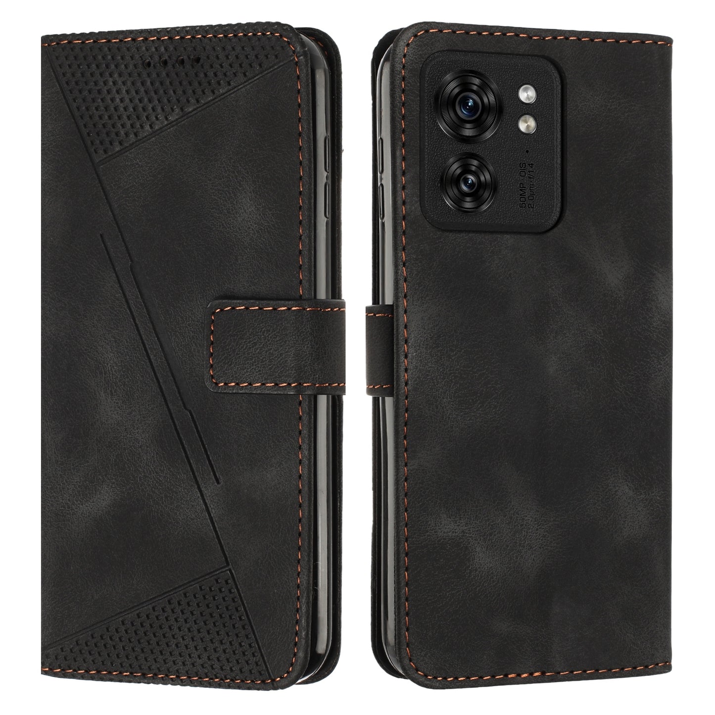 Motorola Edge 40 Dream Triangle Leather Wallet Phone Case with Lanyard, Card Slot, Cash Compartment, Foldable Kickstand, Shockproof PU TPU Protective Cover