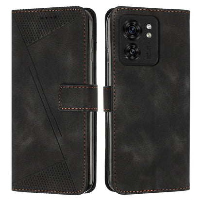 Motorola Edge 40 Dream Triangle Leather Wallet Phone Case with Lanyard, Card Slot, Cash Compartment, Foldable Kickstand, Shockproof PU TPU Protective Cover