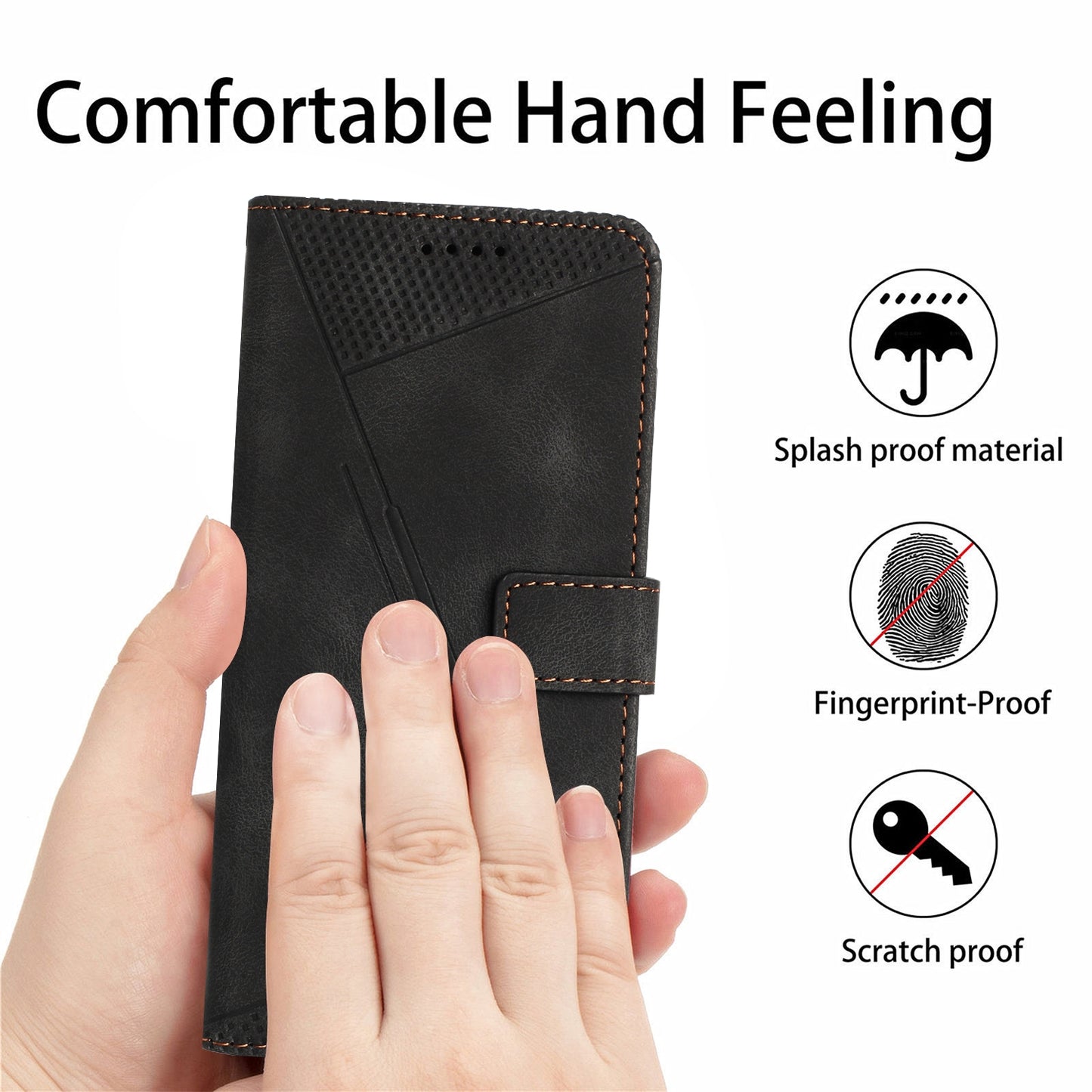 Motorola Edge 40 Dream Triangle Leather Wallet Phone Case with Lanyard, Card Slot, Cash Compartment, Foldable Kickstand, Shockproof PU TPU Protective Cover