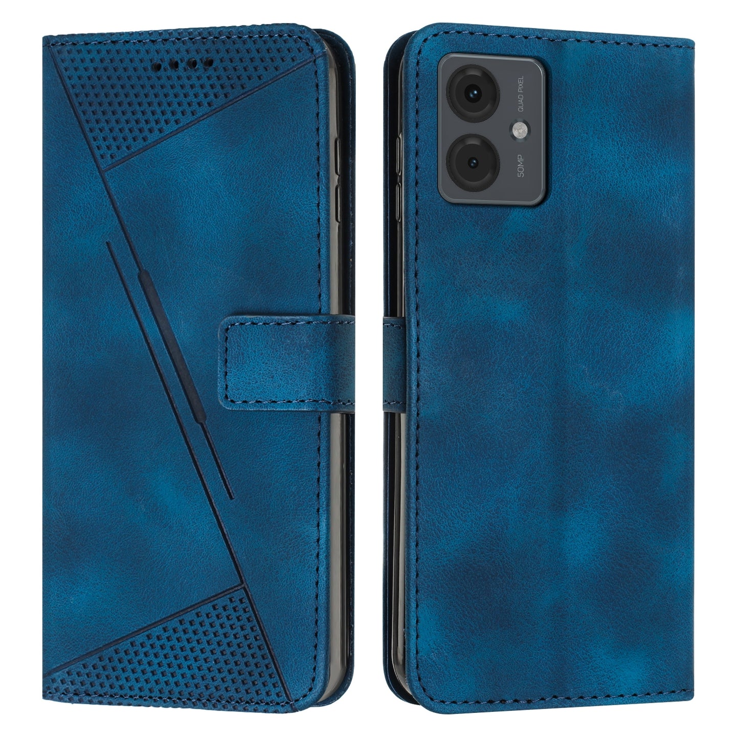 Motorola Moto G14 Dream Triangle Leather Wallet Phone Case with Lanyard, Card Slot, Cash Compartment, Foldable Kickstand, Shockproof PU TPU Protective Cover