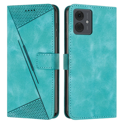Motorola Moto G14 Dream Triangle Leather Wallet Phone Case with Lanyard, Card Slot, Cash Compartment, Foldable Kickstand, Shockproof PU TPU Protective Cover