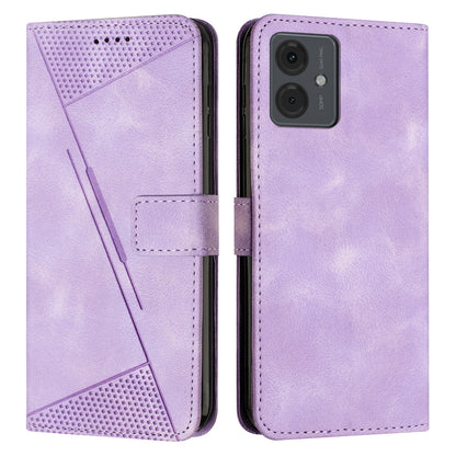 Motorola Moto G14 Dream Triangle Leather Wallet Phone Case with Lanyard, Card Slot, Cash Compartment, Foldable Kickstand, Shockproof PU TPU Protective Cover