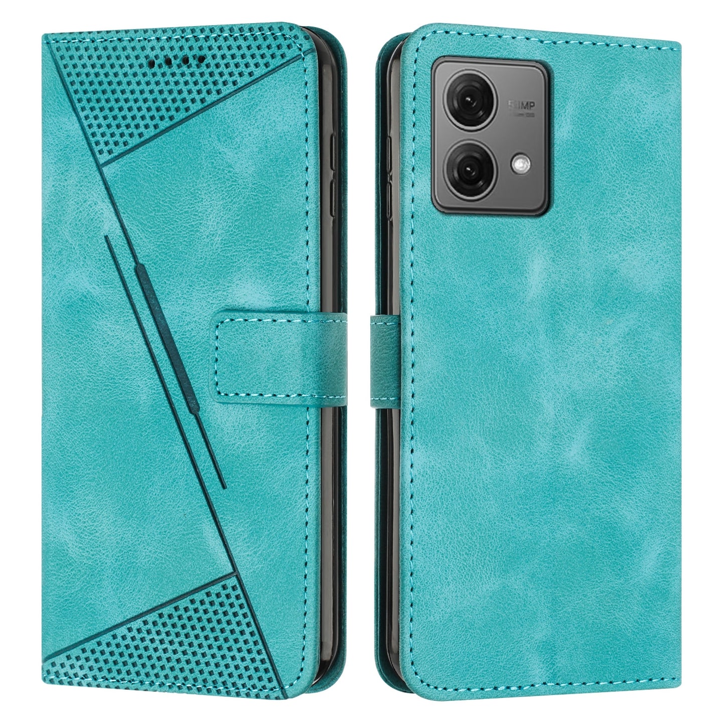 Motorola Edge 40 Neo Dream Triangle Leather Wallet Phone Case with Lanyard, Card Slot, Cash Compartment, Foldable Kickstand, Shockproof PU TPU Protective Cover