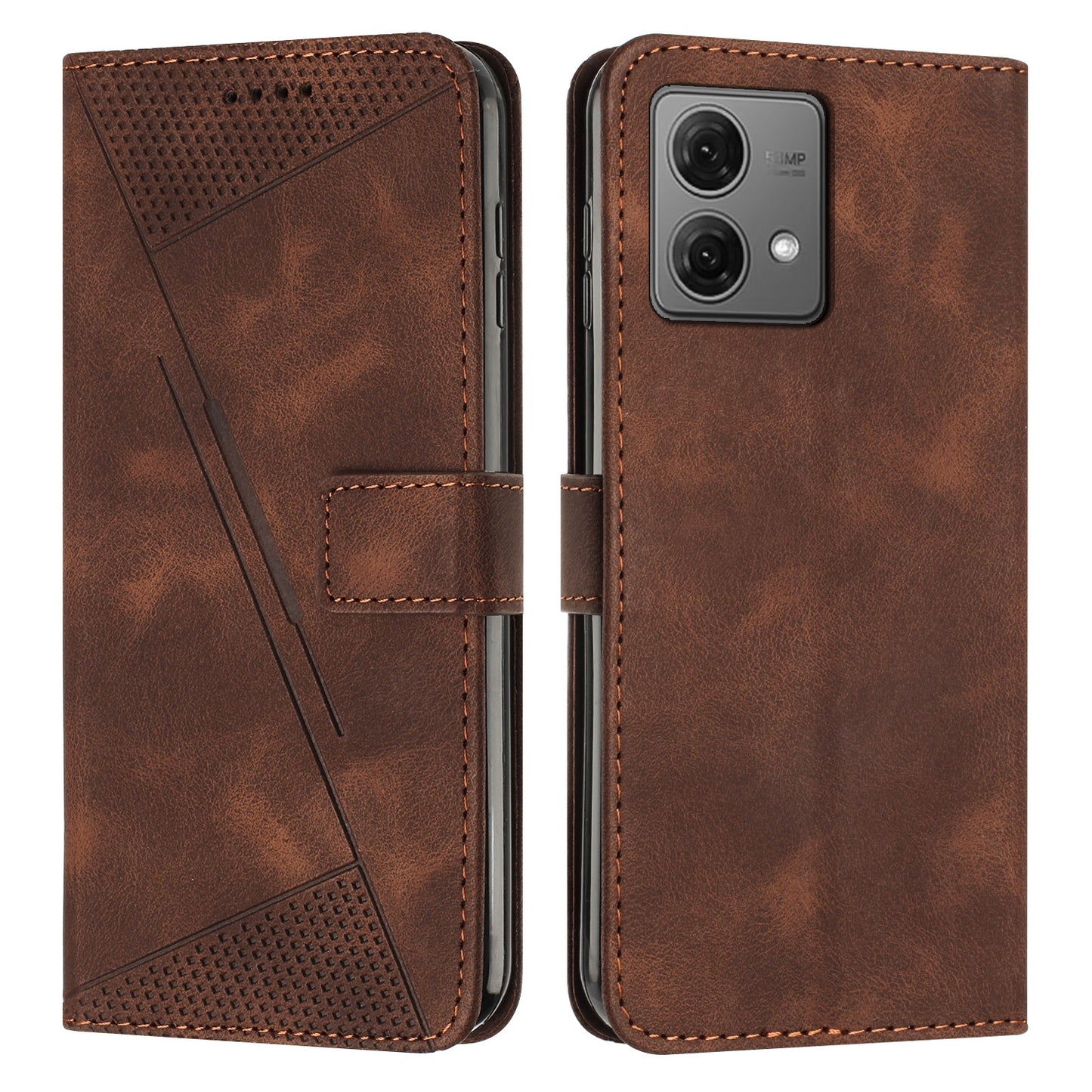 Motorola Edge 40 Neo Dream Triangle Leather Wallet Phone Case with Lanyard, Card Slot, Cash Compartment, Foldable Kickstand, Shockproof PU TPU Protective Cover