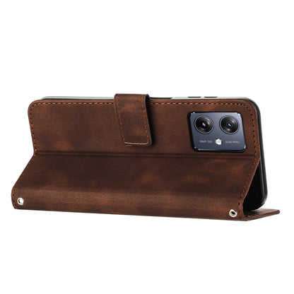 Motorola Moto G54 Dream Triangle Leather Wallet Phone Case with Lanyard, Card Slot, Cash Compartment, Foldable Kickstand, Shockproof PU TPU Protective Cover