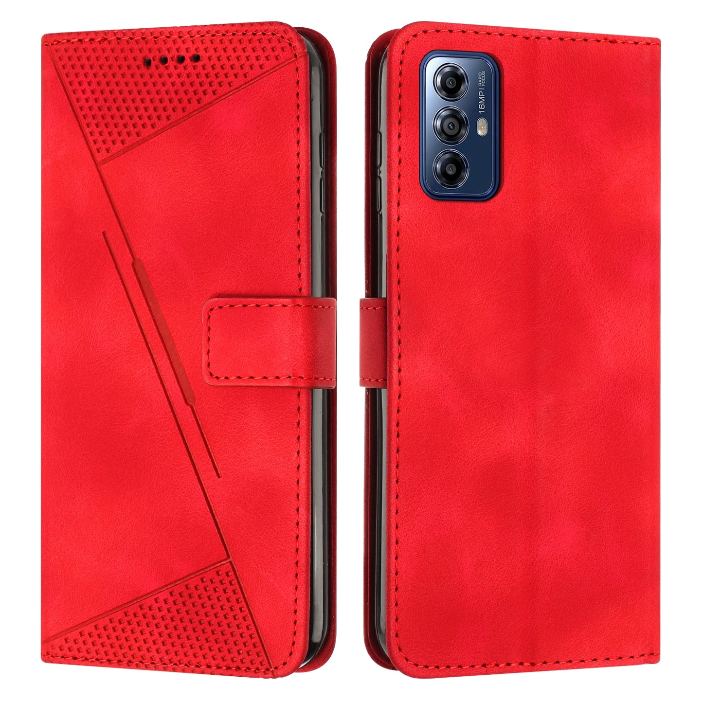 Motorola Moto G Play 2024 Dream Triangle Leather Wallet Phone Case with Lanyard, Card Slot, Cash Compartment, Foldable Kickstand, Shockproof PU TPU Protective Cover