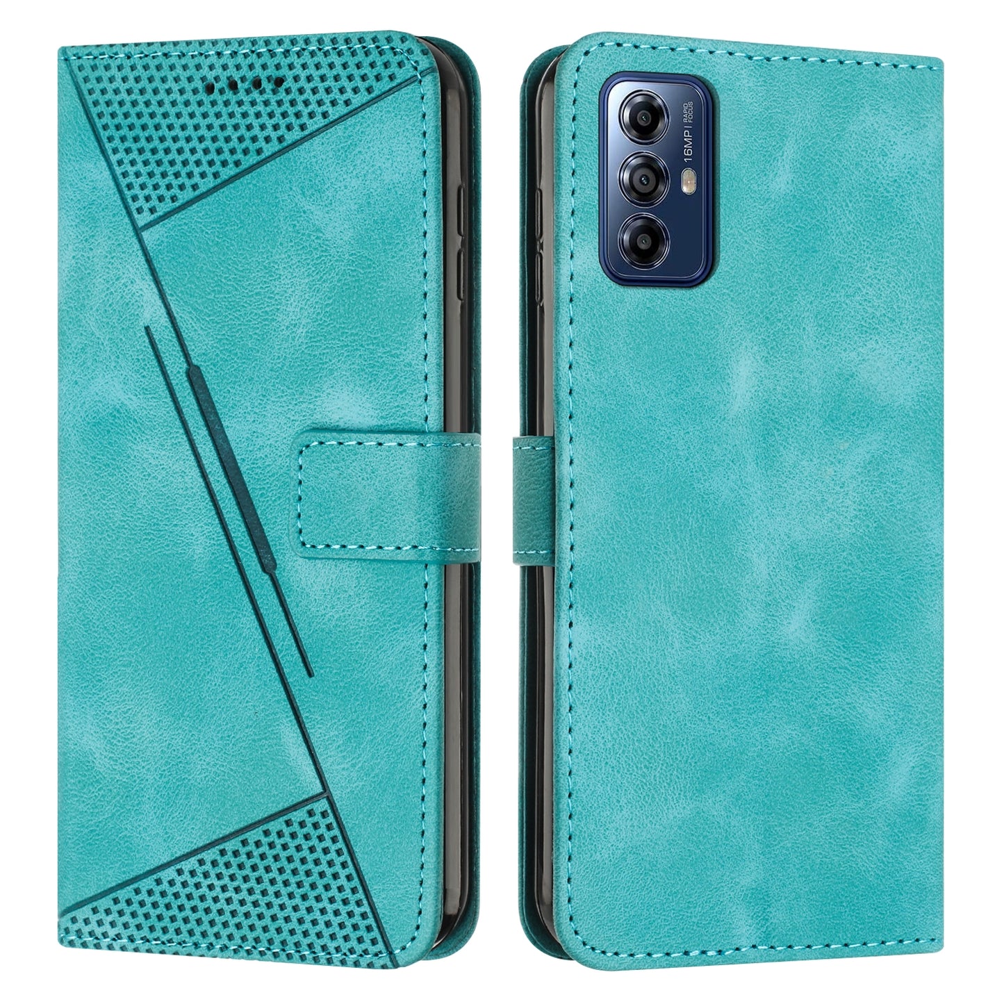Motorola Moto G Play 2024 Dream Triangle Leather Wallet Phone Case with Lanyard, Card Slot, Cash Compartment, Foldable Kickstand, Shockproof PU TPU Protective Cover