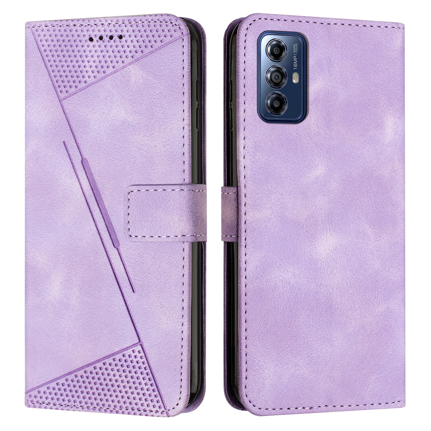 Motorola Moto G Play 2024 Dream Triangle Leather Wallet Phone Case with Lanyard, Card Slot, Cash Compartment, Foldable Kickstand, Shockproof PU TPU Protective Cover
