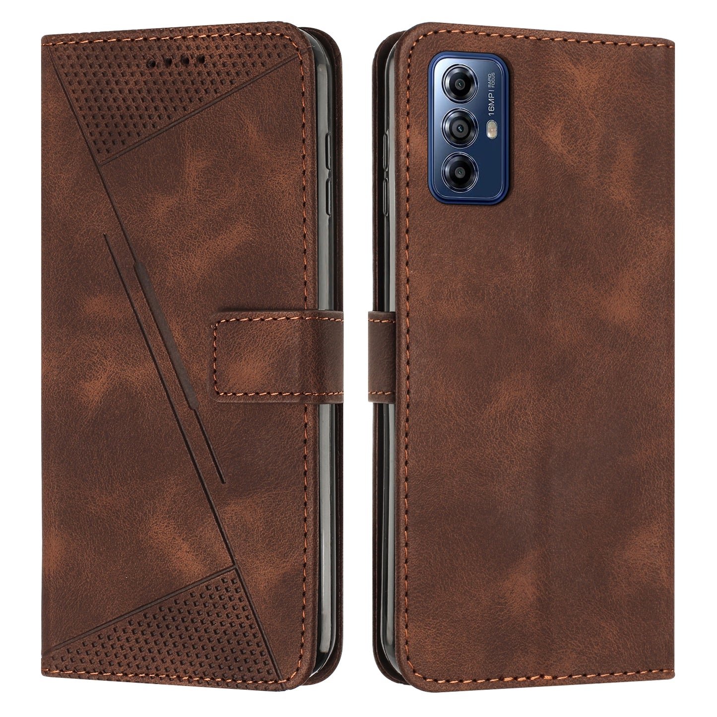 Motorola Moto G Play 2024 Dream Triangle Leather Wallet Phone Case with Lanyard, Card Slot, Cash Compartment, Foldable Kickstand, Shockproof PU TPU Protective Cover