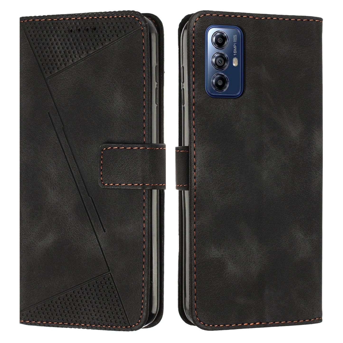 Motorola Moto G Play 2024 Dream Triangle Leather Wallet Phone Case with Lanyard, Card Slot, Cash Compartment, Foldable Kickstand, Shockproof PU TPU Protective Cover