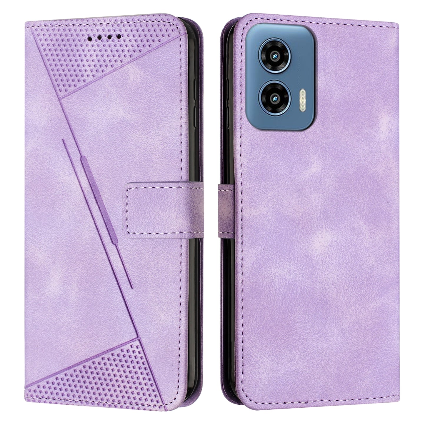 Motorola Moto G 5G 2024 Dream Triangle Leather Wallet Phone Case with Lanyard, Card Slot, Cash Compartment, Foldable Kickstand, Shockproof PU TPU Protective Cover