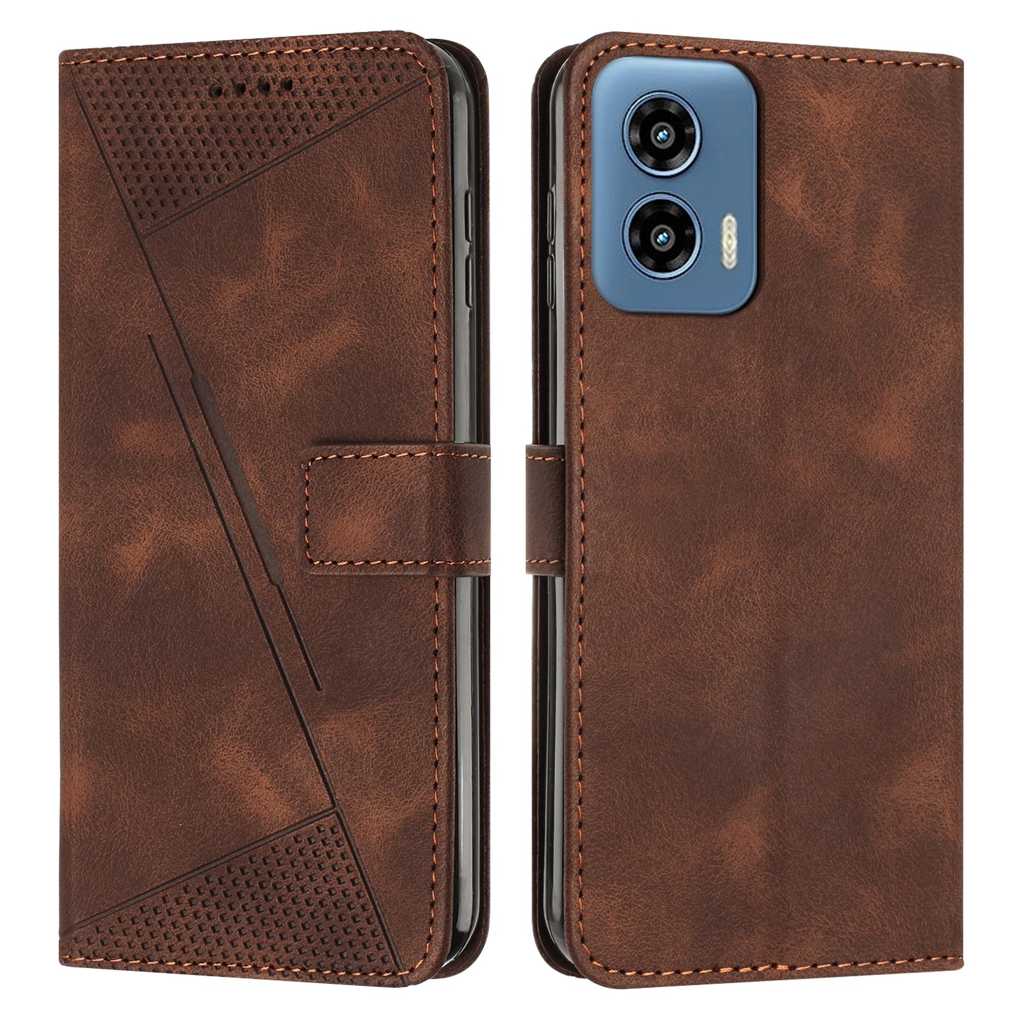 Motorola Moto G Play 5G 2024 Dream Triangle Leather Wallet Phone Case with Lanyard, Card Slot, Cash Compartment, Foldable Kickstand, Shockproof PU TPU Protective Cover