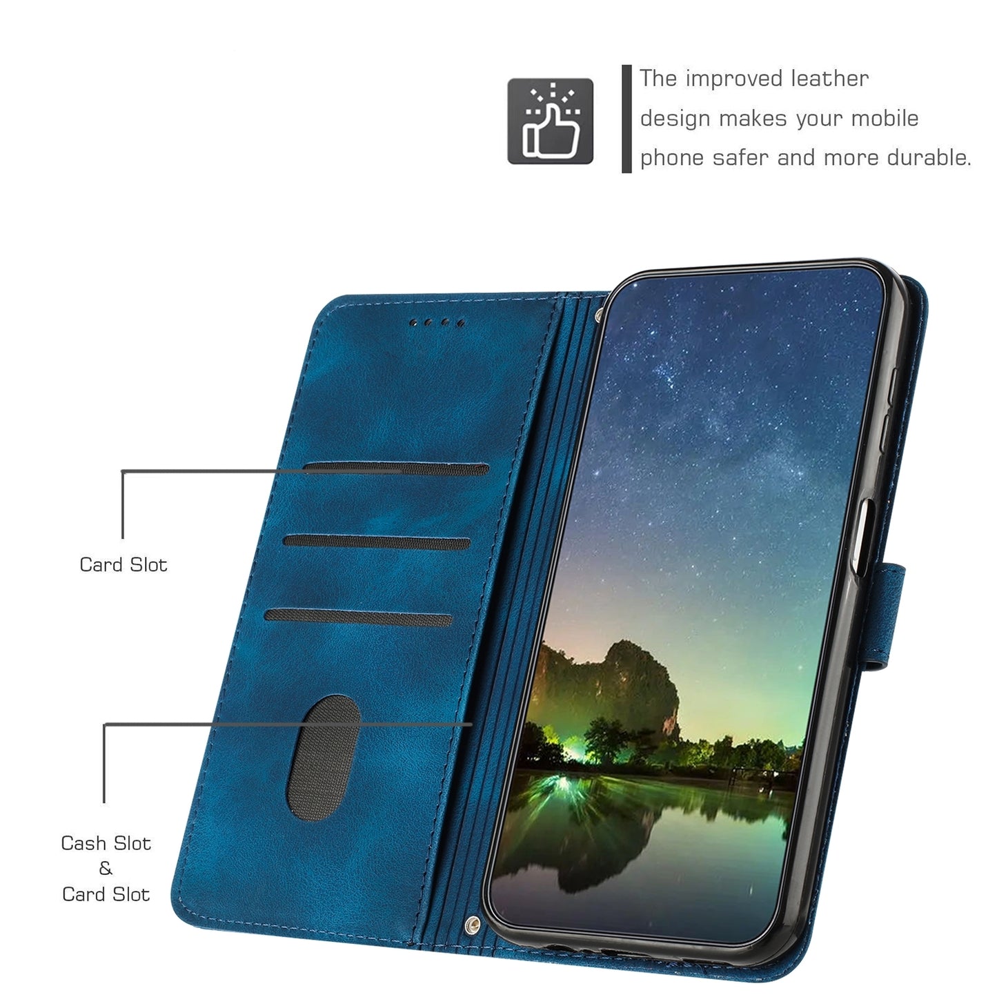 Motorola Moto G04 Dream Triangle Leather Wallet Phone Case with Lanyard, Card Slot, Cash Compartment, Foldable Kickstand, Shockproof PU TPU Protective Cover
