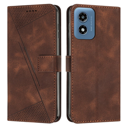 Motorola Moto G04 Dream Triangle Leather Wallet Phone Case with Lanyard, Card Slot, Cash Compartment, Foldable Kickstand, Shockproof PU TPU Protective Cover