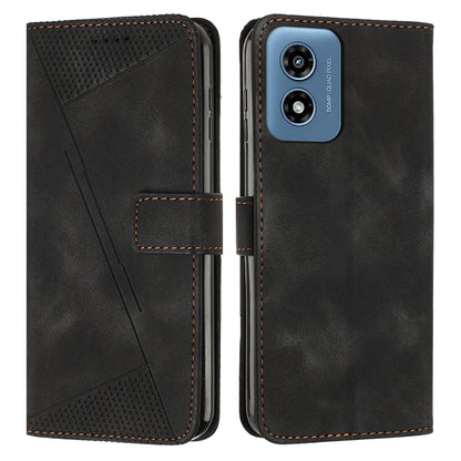 Motorola Moto G04 Dream Triangle Leather Wallet Phone Case with Lanyard, Card Slot, Cash Compartment, Foldable Kickstand, Shockproof PU TPU Protective Cover