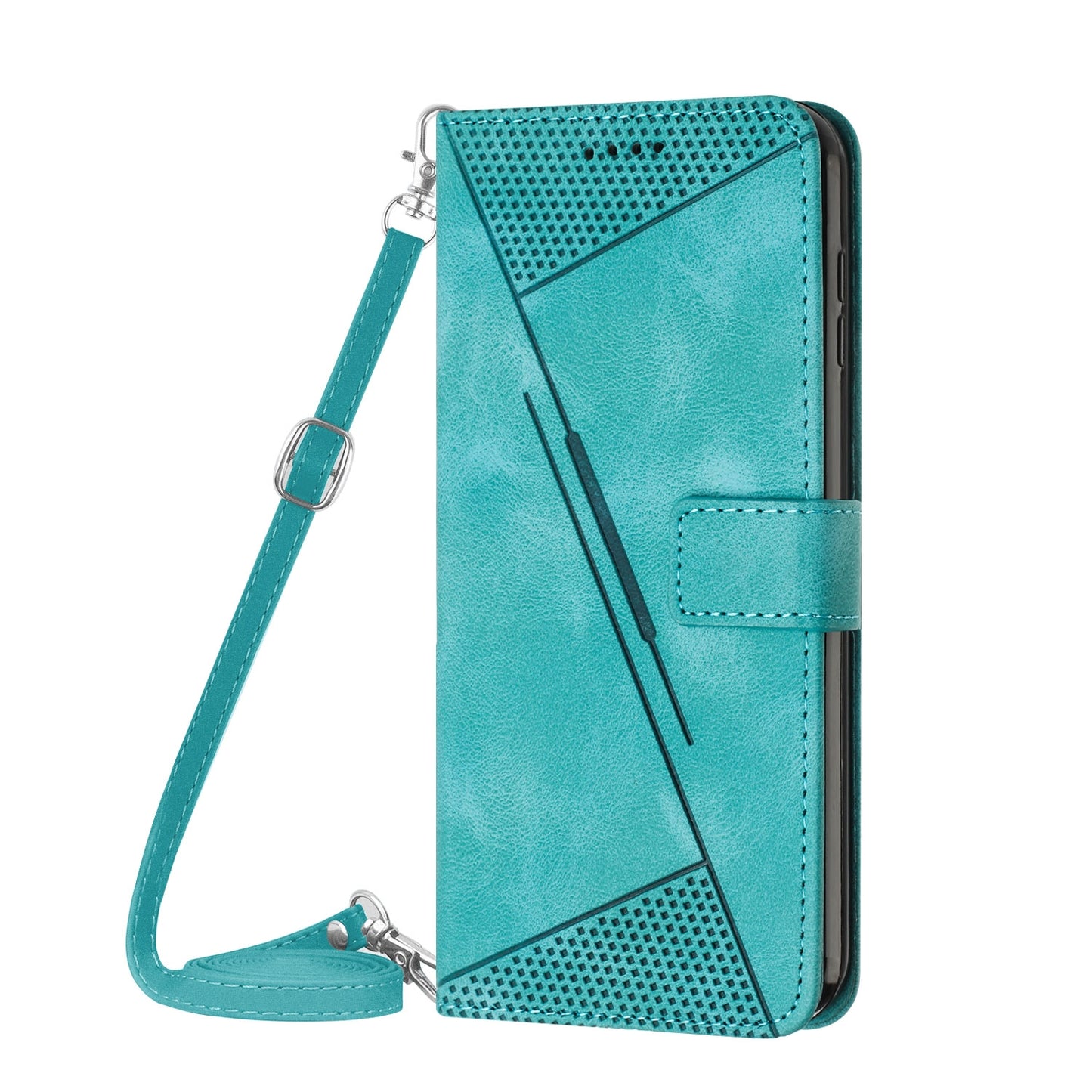 Motorola Moto G34 5G Dream Triangle Leather Wallet Phone Case with Lanyard, Card Slot, Cash Compartment, Foldable Kickstand, Shockproof PU TPU Protective Cover