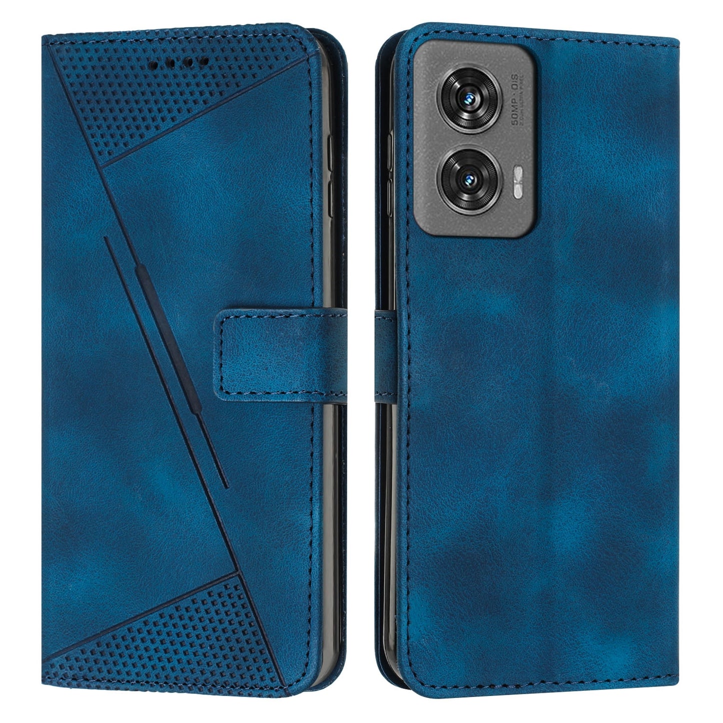 Motorola Edge 50 Fusion Dream Triangle Leather Wallet Phone Case with Lanyard, Card Slot, Cash Compartment, Foldable Kickstand, Shockproof PU TPU Protective Cover