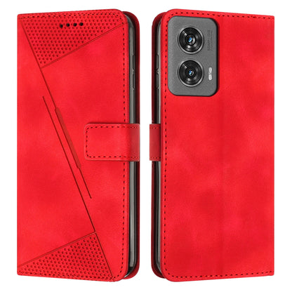 Motorola Edge 50 Fusion Dream Triangle Leather Wallet Phone Case with Lanyard, Card Slot, Cash Compartment, Foldable Kickstand, Shockproof PU TPU Protective Cover