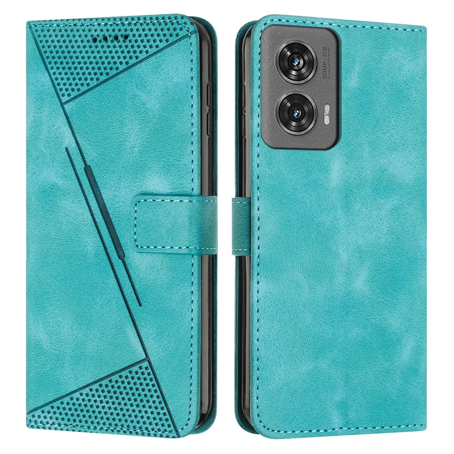 Motorola Edge 50 Fusion Dream Triangle Leather Wallet Phone Case with Lanyard, Card Slot, Cash Compartment, Foldable Kickstand, Shockproof PU TPU Protective Cover