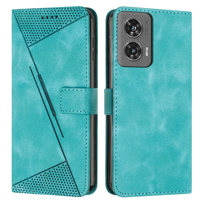 Motorola Edge 50 Fusion Dream Triangle Leather Wallet Phone Case with Lanyard, Card Slot, Cash Compartment, Foldable Kickstand, Shockproof PU TPU Protective Cover