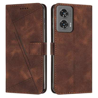 Motorola Edge 50 Fusion Dream Triangle Leather Wallet Phone Case with Lanyard, Card Slot, Cash Compartment, Foldable Kickstand, Shockproof PU TPU Protective Cover