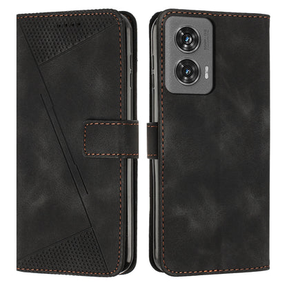 Motorola Edge 50 Fusion Dream Triangle Leather Wallet Phone Case with Lanyard, Card Slot, Cash Compartment, Foldable Kickstand, Shockproof PU TPU Protective Cover