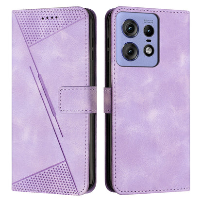 Motorola Edge 50 Ultra Dream Triangle Leather Wallet Phone Case with Lanyard, Card Slot, Cash Compartment, Foldable Kickstand, Shockproof PU TPU Protective Cover