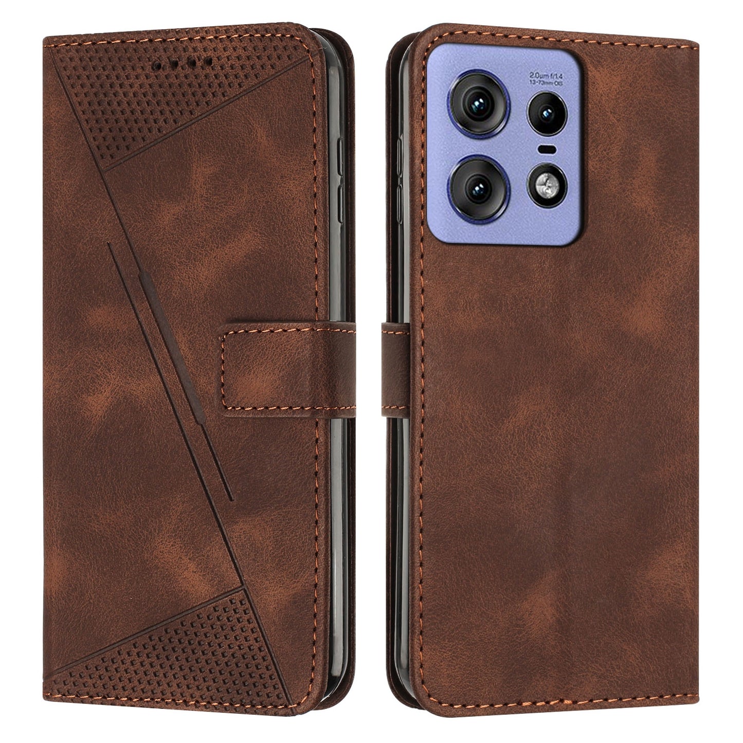 Motorola Edge 50 Ultra Dream Triangle Leather Wallet Phone Case with Lanyard, Card Slot, Cash Compartment, Foldable Kickstand, Shockproof PU TPU Protective Cover