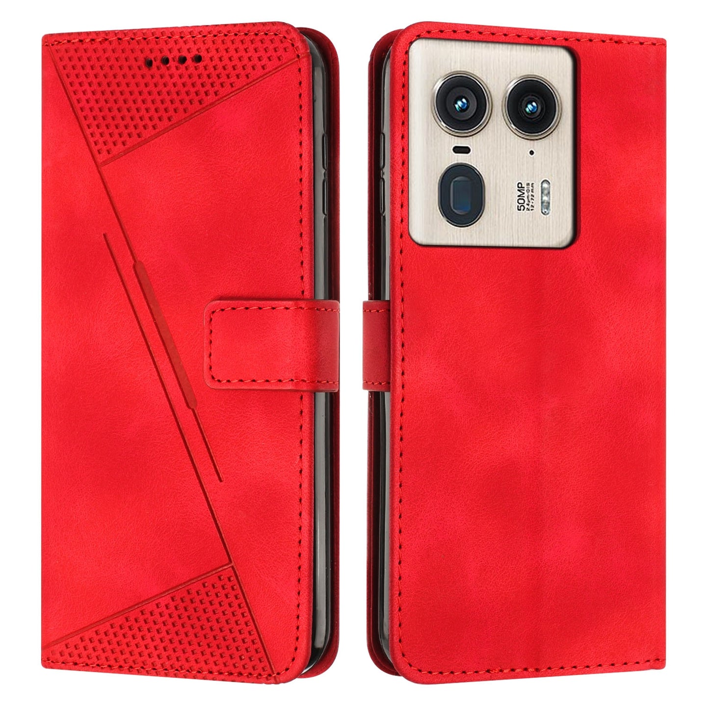 Motorola Edge 50 Pro Dream Triangle Leather Wallet Phone Case with Lanyard, Card Slot, Cash Compartment, Foldable Kickstand, Shockproof PU TPU Protective Cover