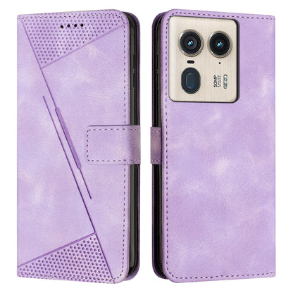 Motorola Edge 50 Pro Dream Triangle Leather Wallet Phone Case with Lanyard, Card Slot, Cash Compartment, Foldable Kickstand, Shockproof PU TPU Protective Cover