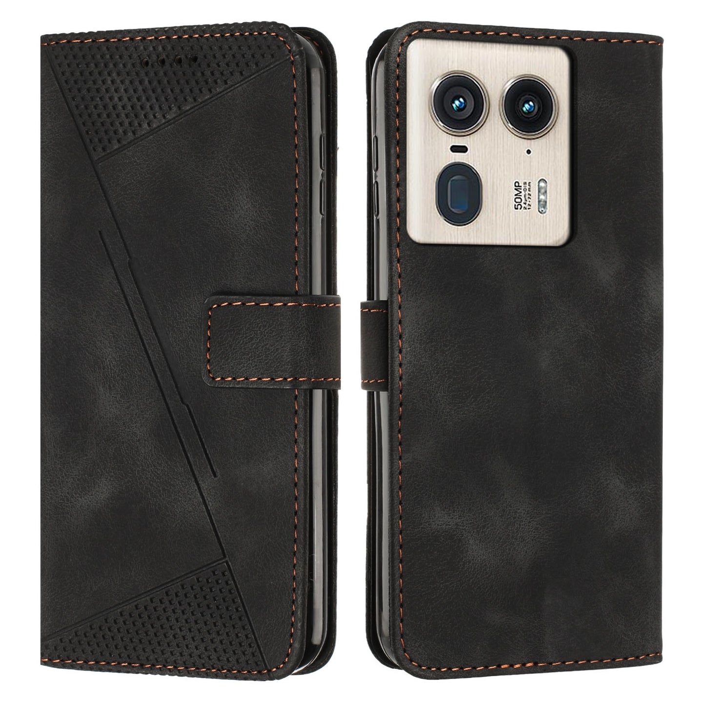 Motorola Edge 50 Pro Dream Triangle Leather Wallet Phone Case with Lanyard, Card Slot, Cash Compartment, Foldable Kickstand, Shockproof PU TPU Protective Cover