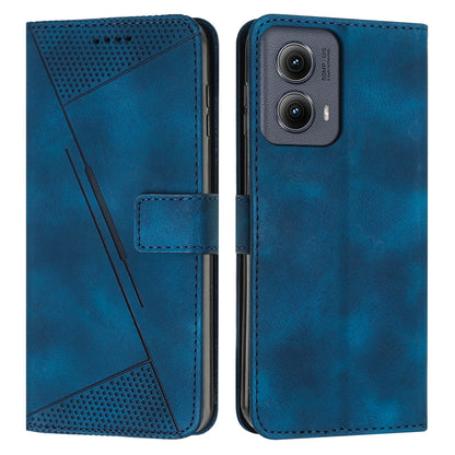 Motorola Edge 2024 Dream Triangle Leather Wallet Phone Case with Lanyard, Card Slot, Cash Compartment, Foldable Kickstand, Shockproof PU TPU Protective Cover