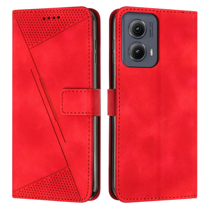 Motorola Edge 2024 Dream Triangle Leather Wallet Phone Case with Lanyard, Card Slot, Cash Compartment, Foldable Kickstand, Shockproof PU TPU Protective Cover