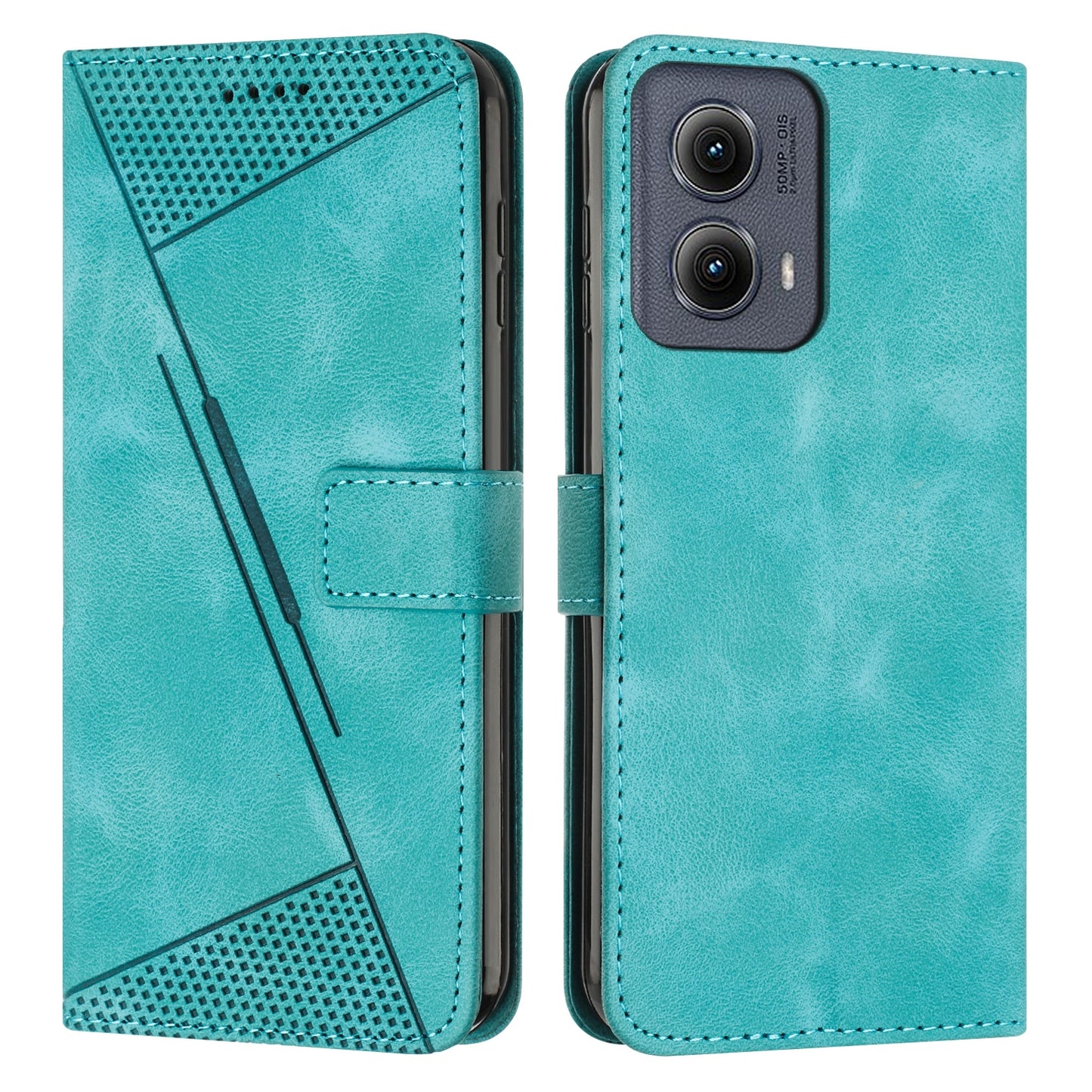 Motorola Edge 2024 Dream Triangle Leather Wallet Phone Case with Lanyard, Card Slot, Cash Compartment, Foldable Kickstand, Shockproof PU TPU Protective Cover