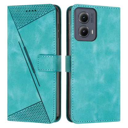 Motorola Edge 2024 Dream Triangle Leather Wallet Phone Case with Lanyard, Card Slot, Cash Compartment, Foldable Kickstand, Shockproof PU TPU Protective Cover