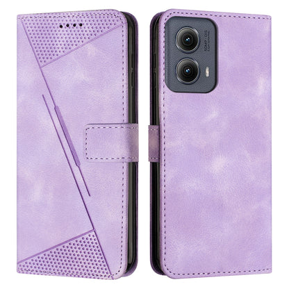 Motorola Edge 2024 Dream Triangle Leather Wallet Phone Case with Lanyard, Card Slot, Cash Compartment, Foldable Kickstand, Shockproof PU TPU Protective Cover