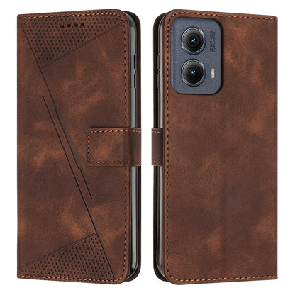 Motorola Edge 2024 Dream Triangle Leather Wallet Phone Case with Lanyard, Card Slot, Cash Compartment, Foldable Kickstand, Shockproof PU TPU Protective Cover