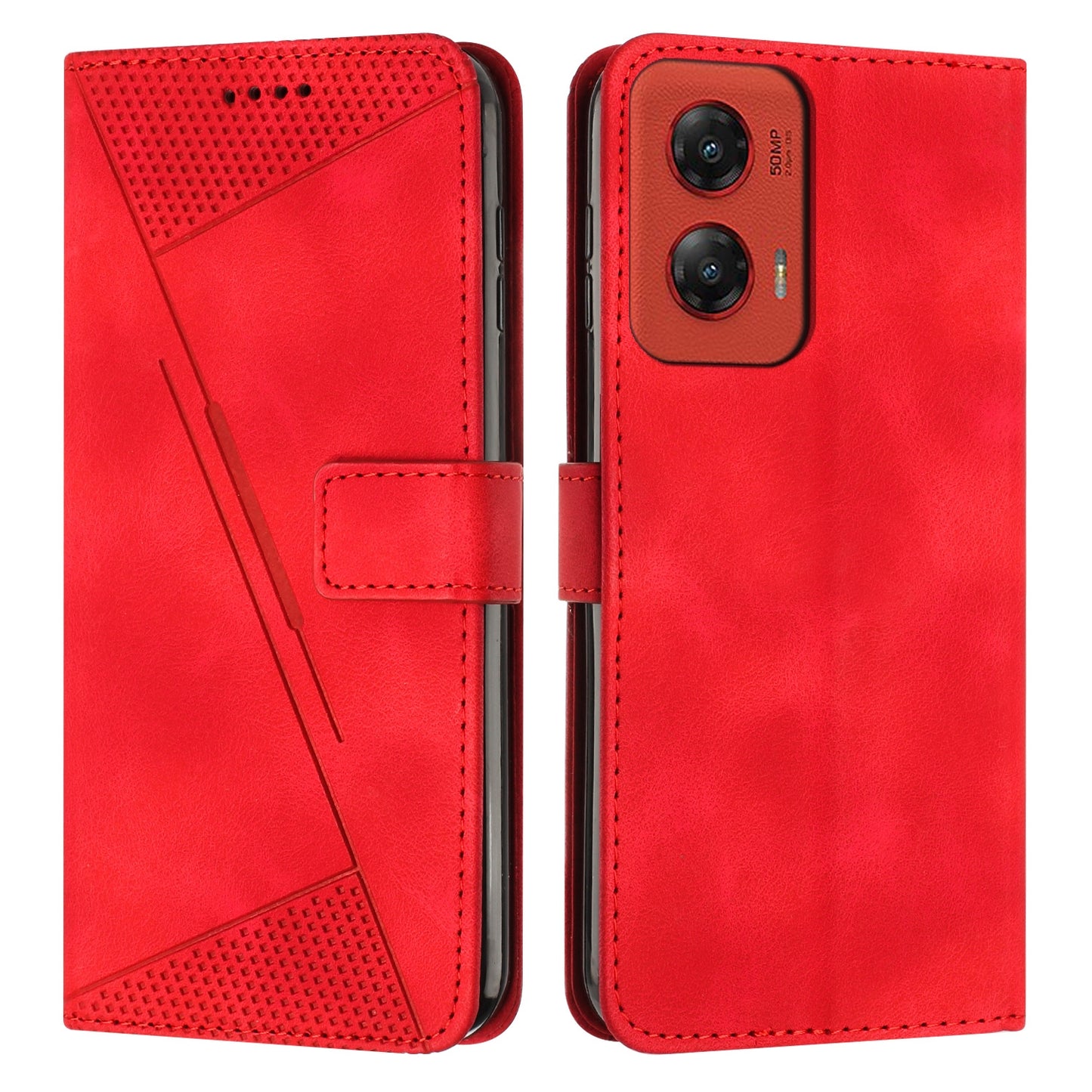 Motorola Moto G Stylus 5G 2024 Dream Triangle Leather Wallet Phone Case with Lanyard, Card Slot, Cash Compartment, Foldable Kickstand, Shockproof PU TPU Protective Cover