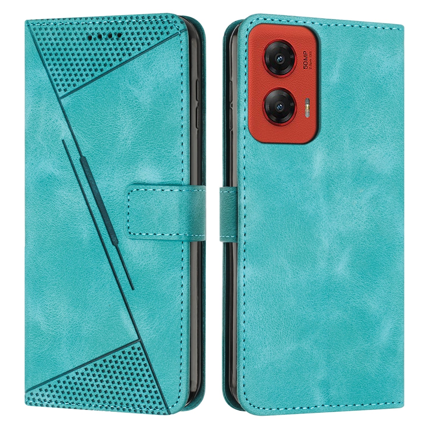 Motorola Moto G Stylus 5G 2024 Dream Triangle Leather Wallet Phone Case with Lanyard, Card Slot, Cash Compartment, Foldable Kickstand, Shockproof PU TPU Protective Cover