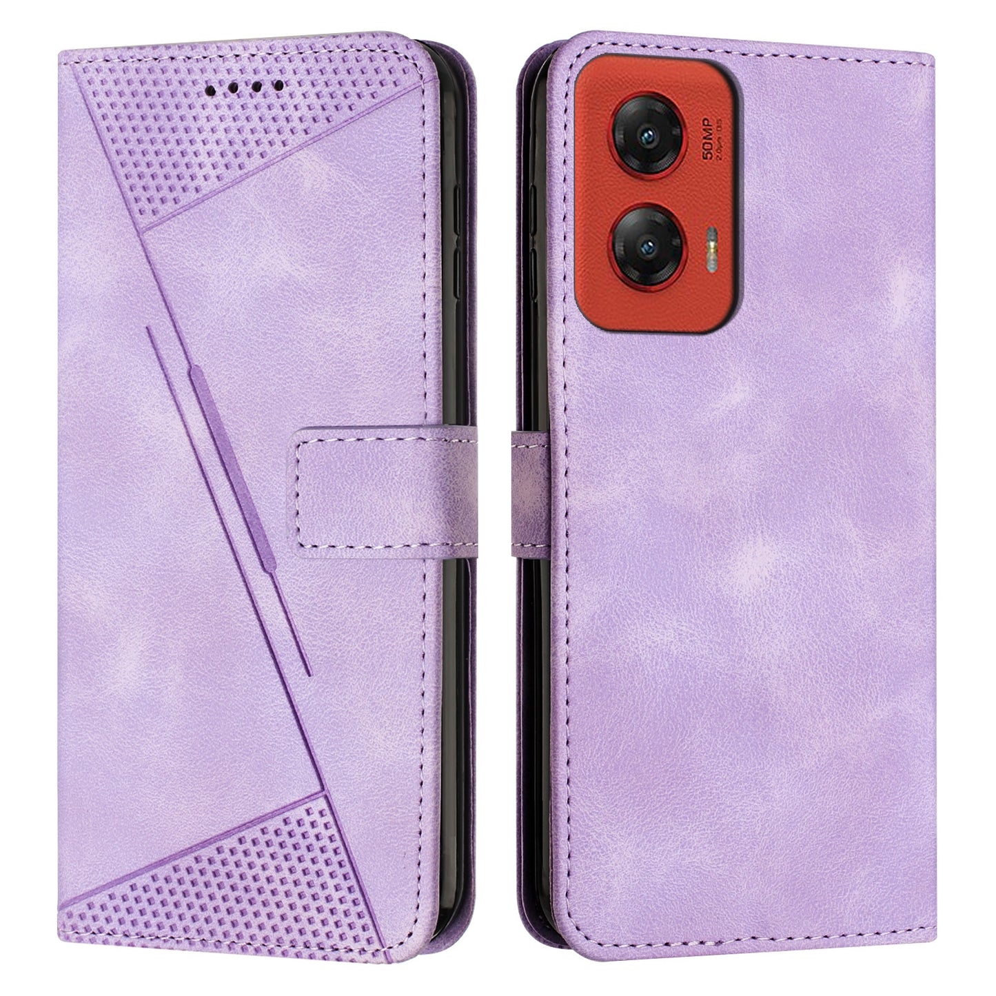Motorola Moto G Stylus 5G 2024 Dream Triangle Leather Wallet Phone Case with Lanyard, Card Slot, Cash Compartment, Foldable Kickstand, Shockproof PU TPU Protective Cover